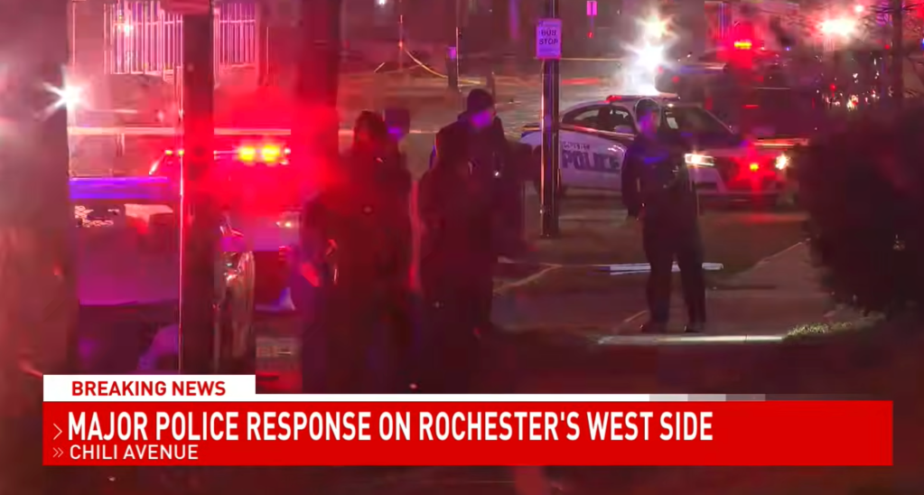 Police investigate the shooting in Rochester, NY, on Dec. 19, 2025.